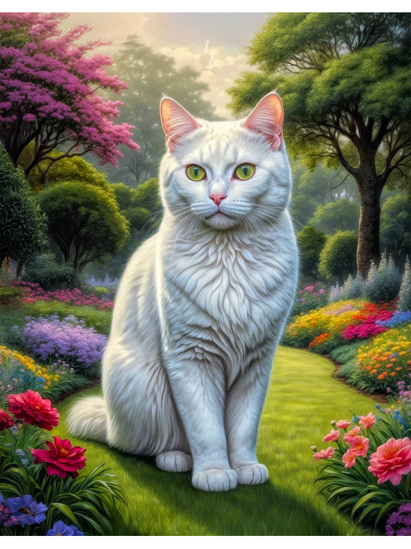 White Cat Portrait Paintings