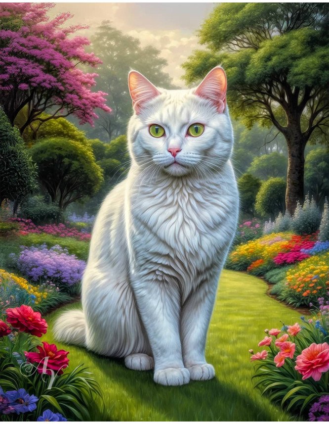 White Cat Portrait Paintings