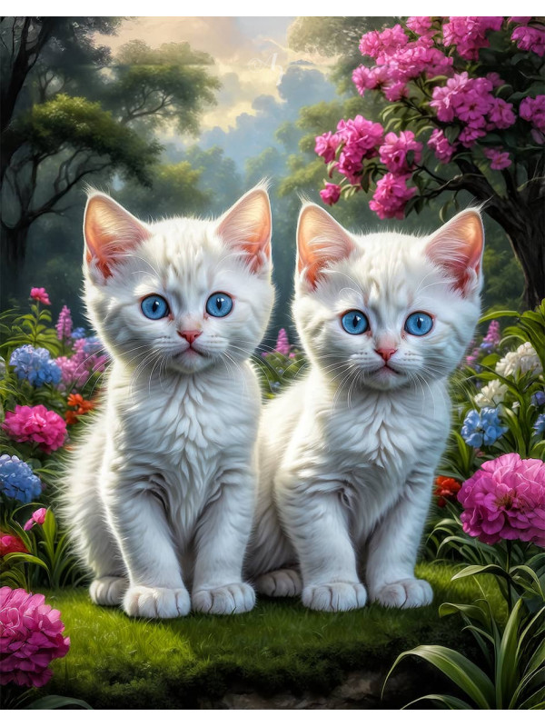 White Cat Portrait Paintings