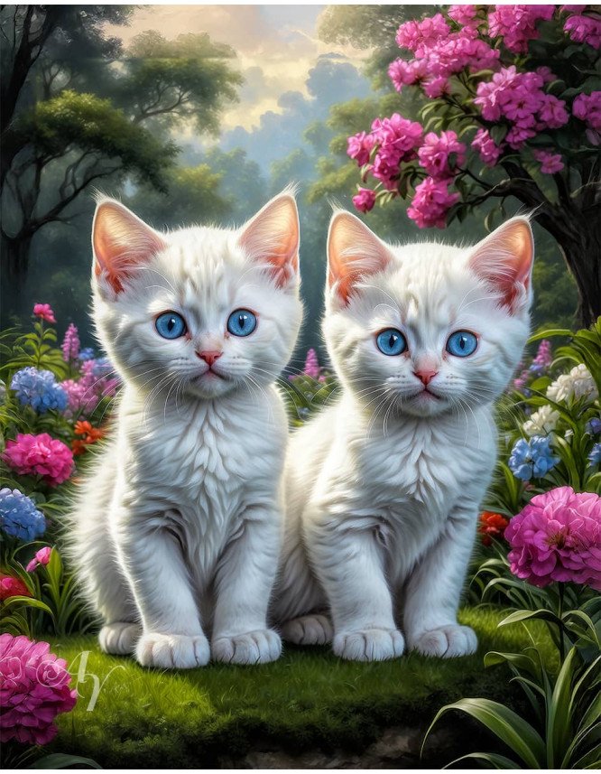White Cat Portrait Paintings White Cat Portrait Paintings