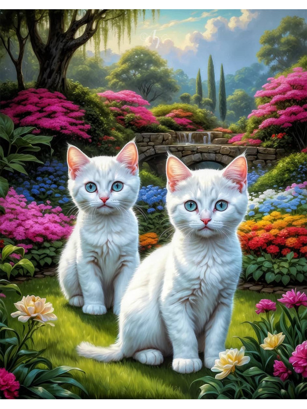 White Cat Portrait Paintings