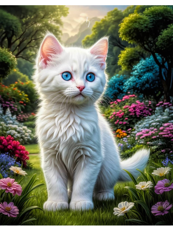 White Cat Portrait Paintings