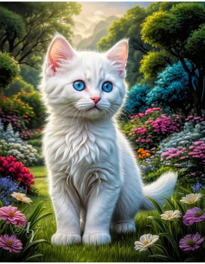 White Cat Portrait Paintings White Cat Portrait Paintings