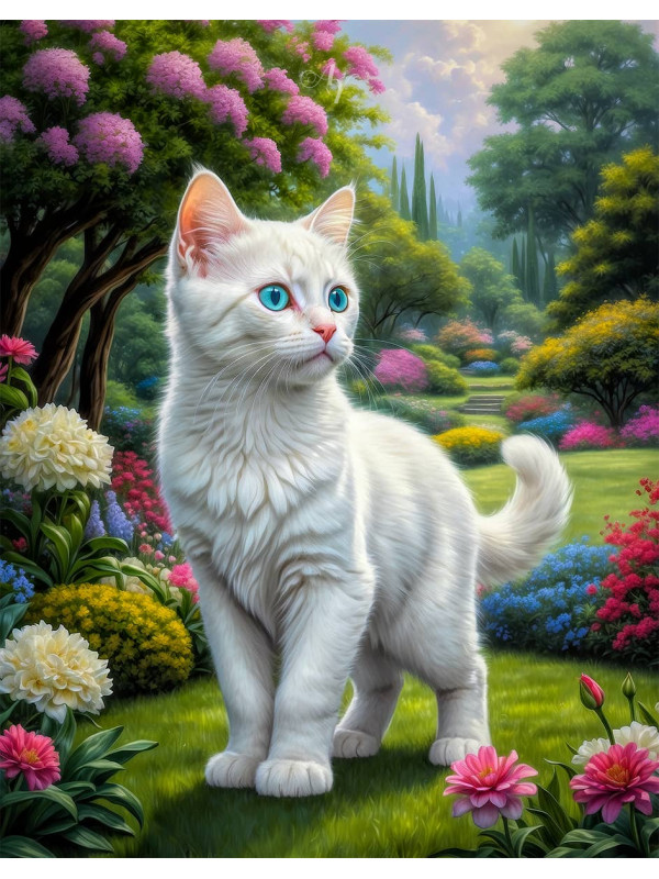 White Cat Portrait Paintings