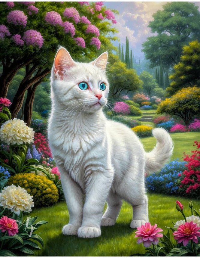 White Cat Portrait Paintings White Cat Portrait Paintings