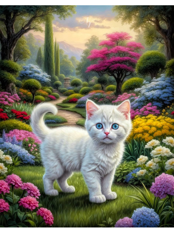 White Cat Portrait Paintings