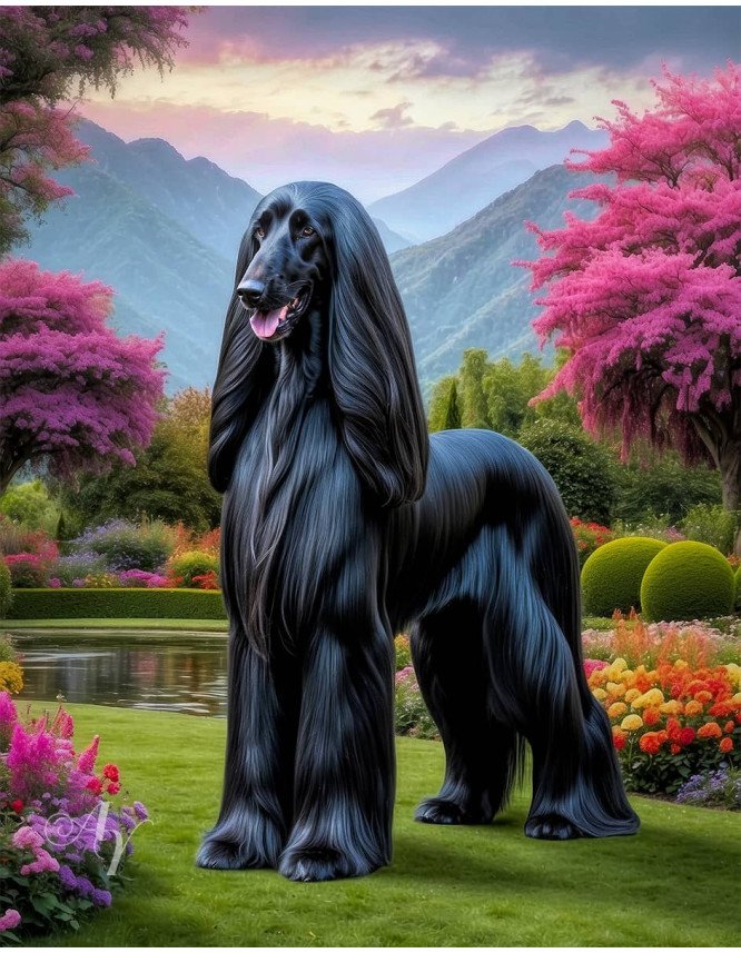 Afghan Hound Dog Portrait Paintings