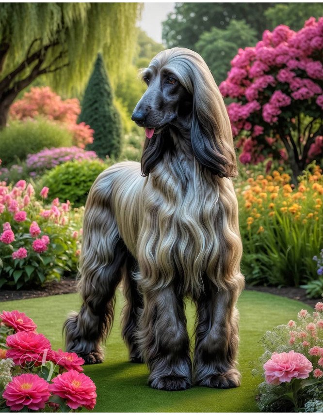 Afghan Hound Dog Portrait Paintings