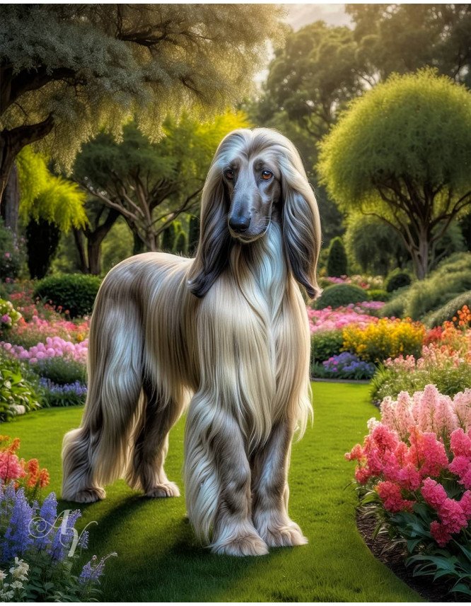 Afghan Hound Dog Portrait Paintings