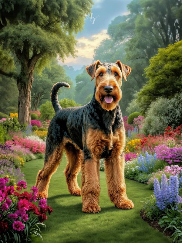 Airedale Terrier Dog Portrait Paintings
