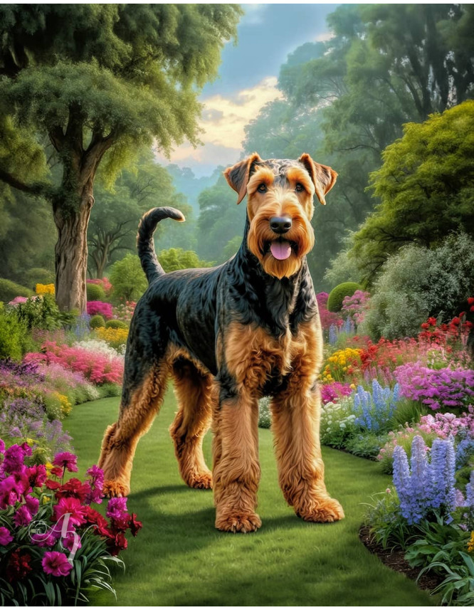 Airedale Terrier Dog Portrait Paintings