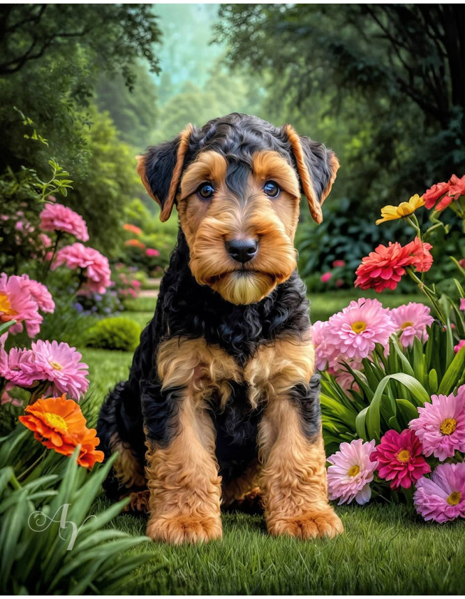 Airedale Terrier Dog Portrait Paintings