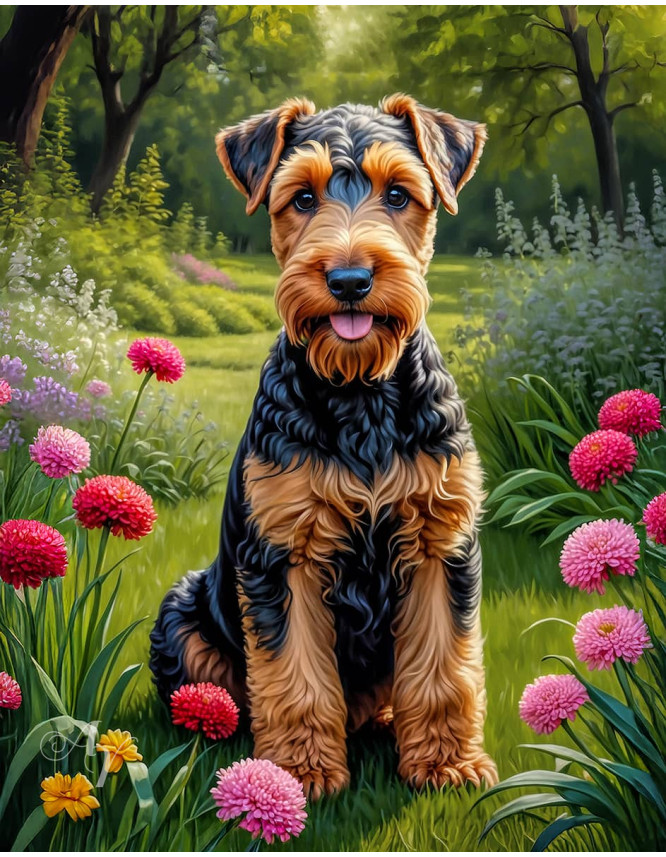 Airedale Terrier Dog Portrait Paintings