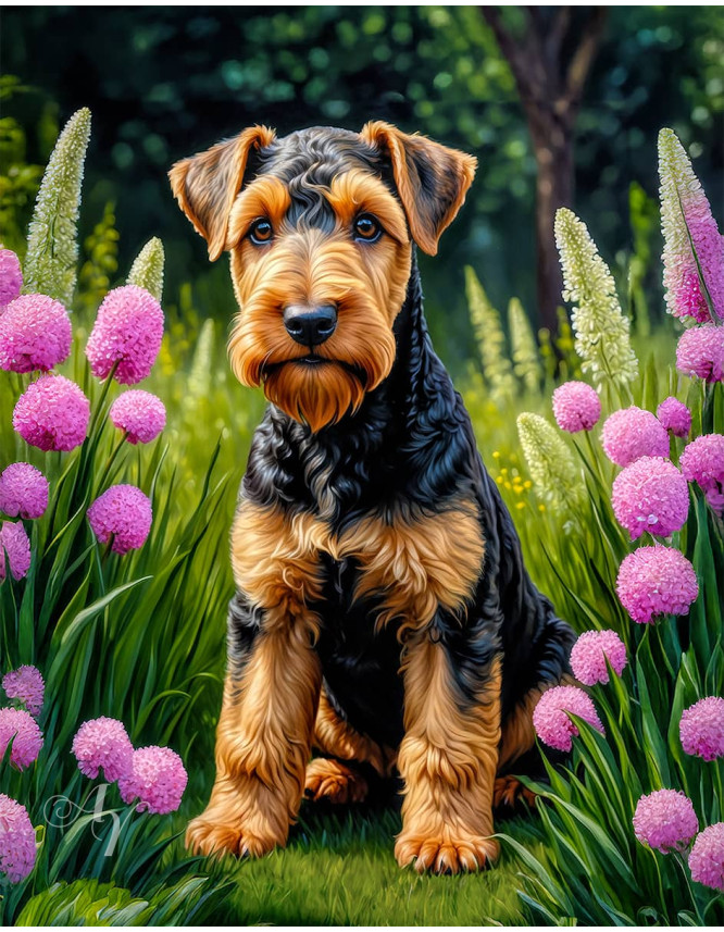 Airedale Terrier Dog Portrait Paintings