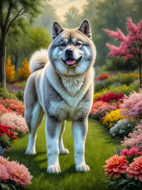Akita Dog Portrait Paintings