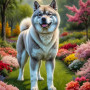 Akita Dog Portrait Paintings