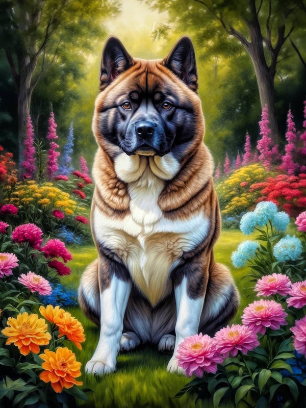 Akita Dog Portrait Paintings