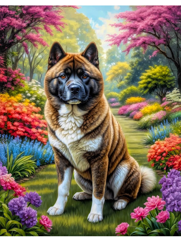 Akita Dog and Puppy Portrait Paintings