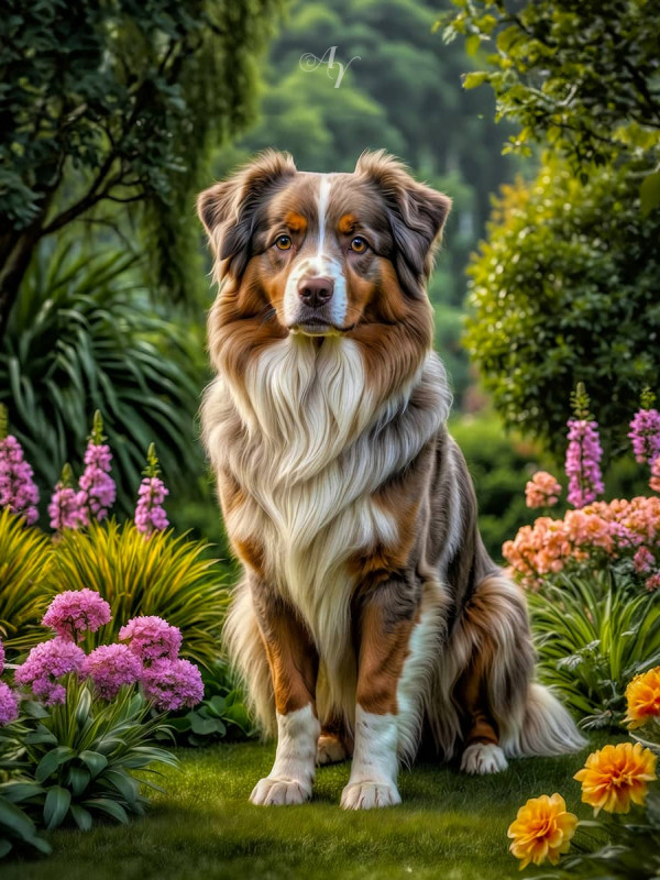 Australian Shepherd Dog Portrait Paintings