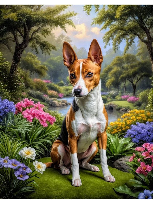 Basenji Dog and Puppy Portrait Paintings