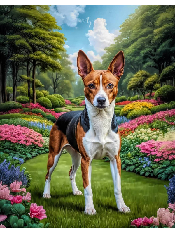 Basenji Dog and Puppy Portrait Paintings