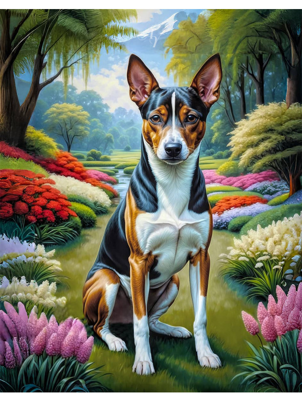 Basenji Dog and Puppy Portrait Paintings