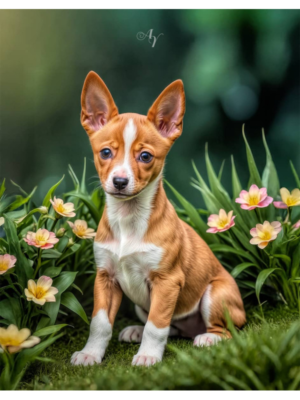 Basenji Dog and Puppy Portrait Paintings