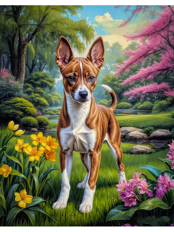 Basenji Dog and Puppy Portrait Paintings