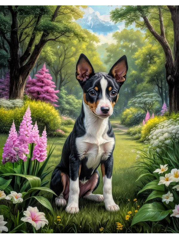 Basenji Dog and Puppy Portrait Paintings