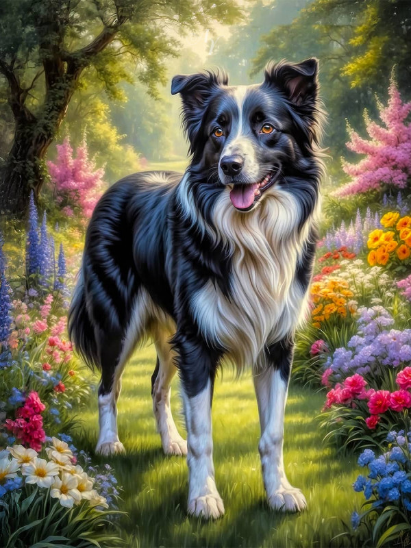 Border Collie Dog Portrait Paintings