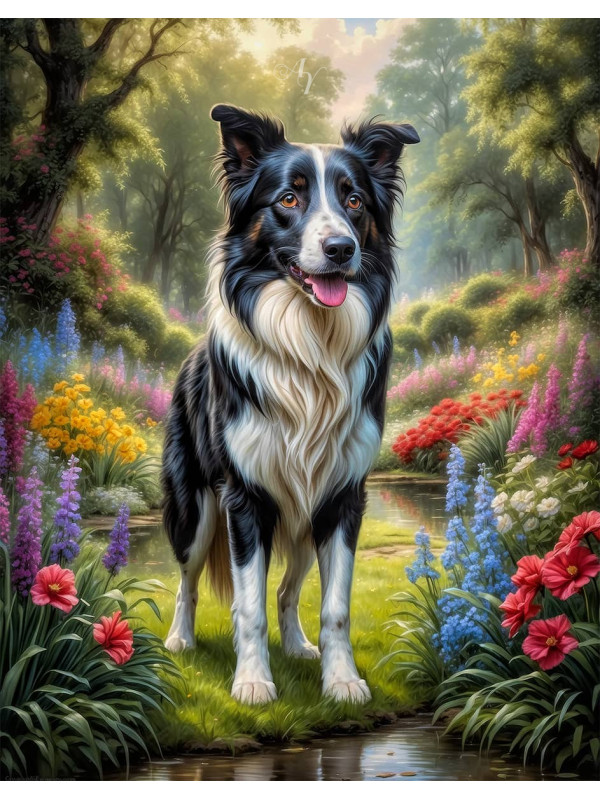 Border Collie Dog Portrait Paintings