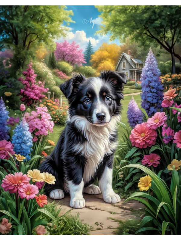 Border Collie Puppy Portrait Paintings