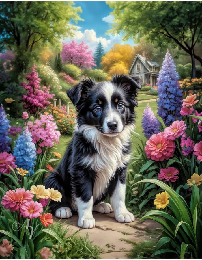 Border Collie Puppy Portrait Paintings Border Collie Puppy Portrait Paintings