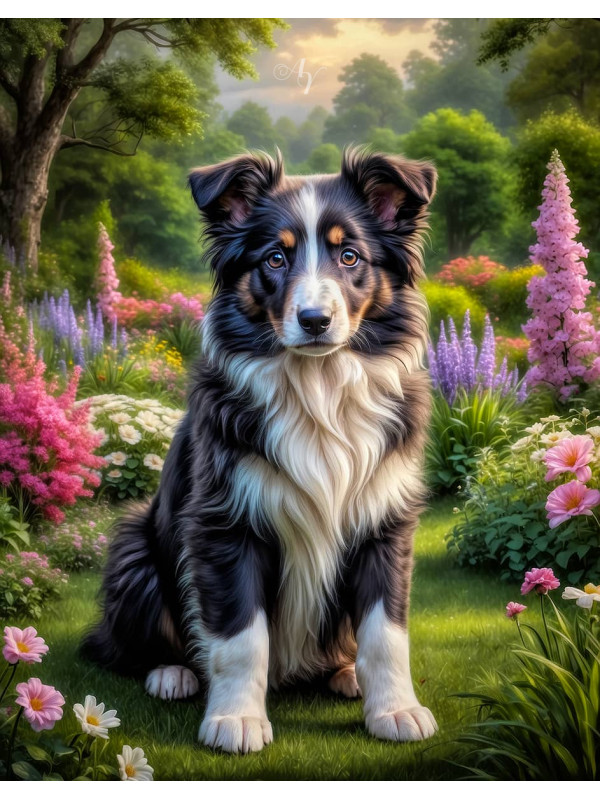 Border Collie Puppy Portrait Paintings