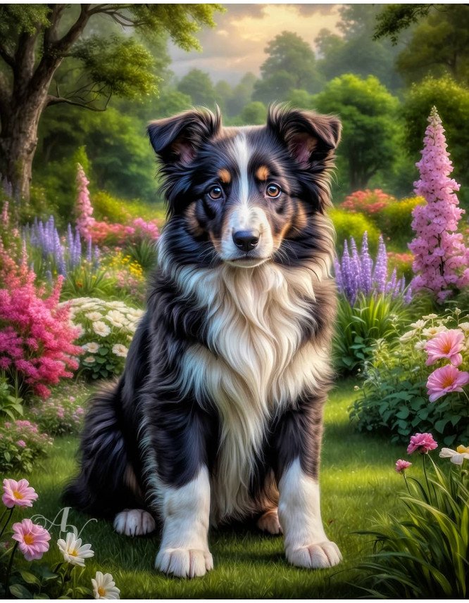 Border Collie Puppy Portrait Paintings