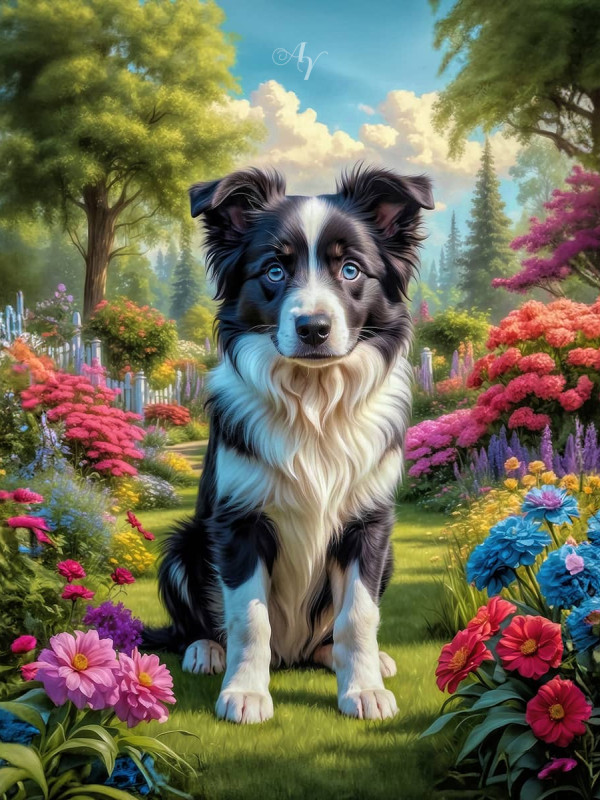 Border Collie Puppy Portrait Paintings