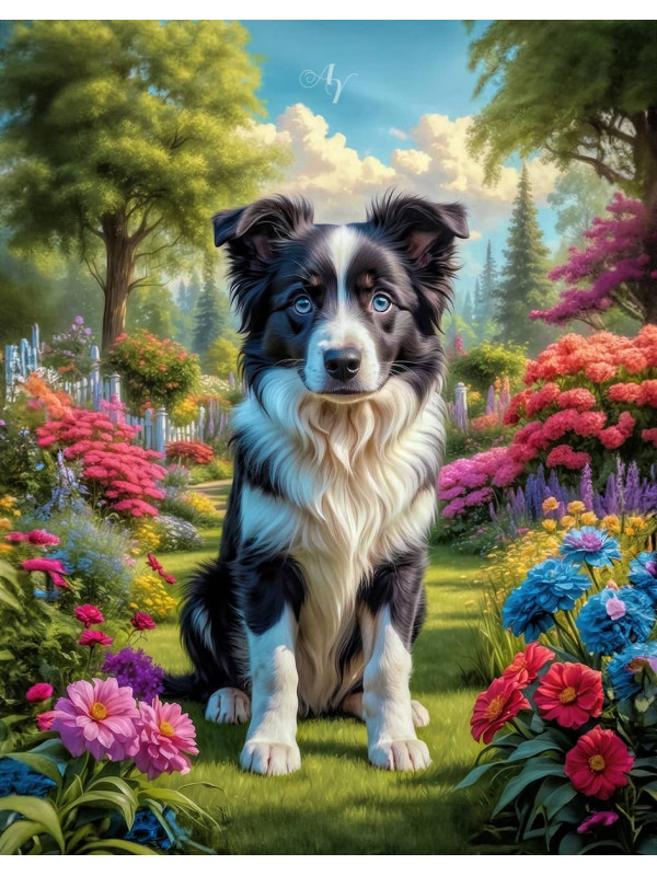 Border Collie Puppy Portrait Paintings