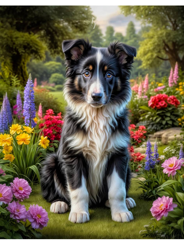 Border Collie Puppy Portrait Paintings