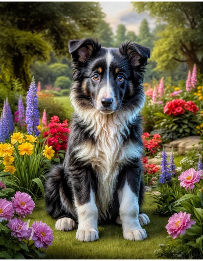 Border Collie Puppy Portrait Paintings Border Collie Puppy Portrait Paintings