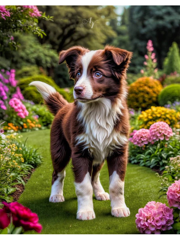 Border Collie Puppy Portrait Paintings
