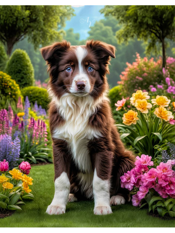 Border Collie Puppy Portrait Paintings