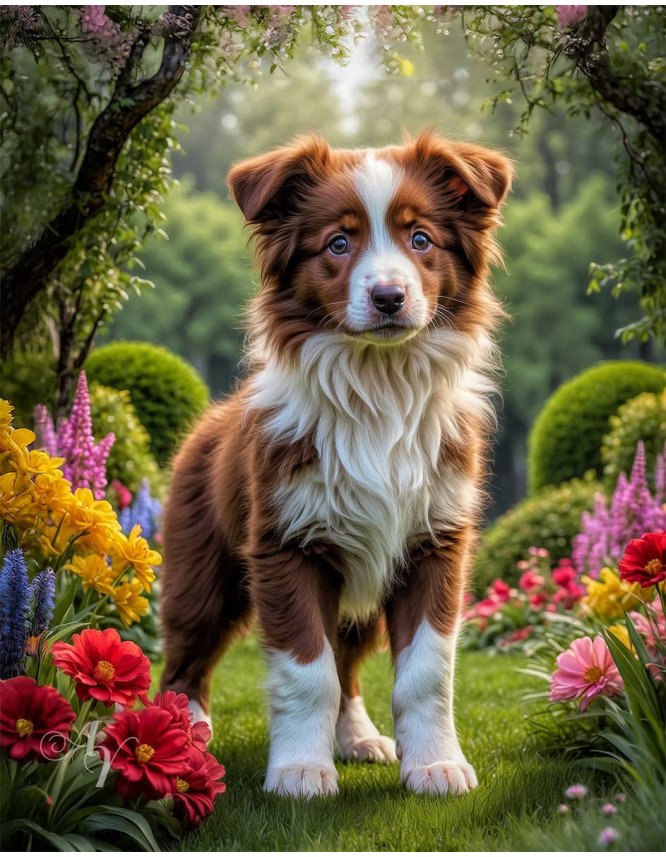 Border Collie Puppy Portrait Paintings