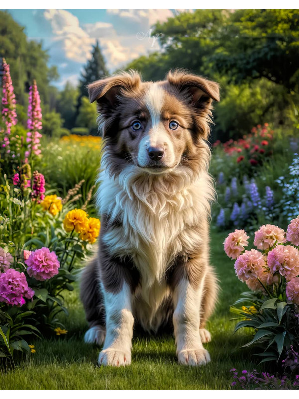 Border Collie Puppy Portrait Paintings