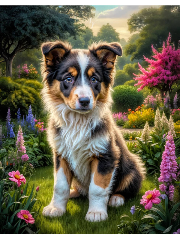 Border Collie Puppy Portrait Paintings
