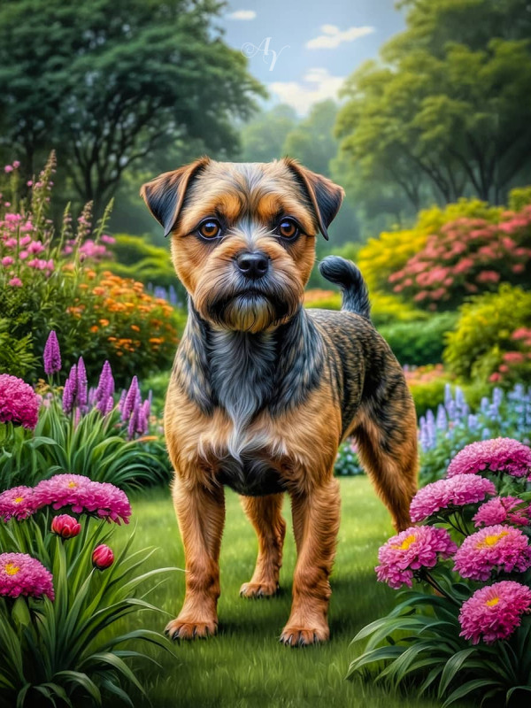 Border Terrier Portrait Paintings