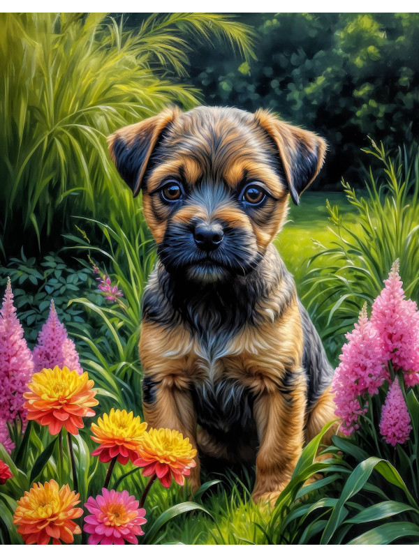 Border Terrier Dog Portrait Paintings