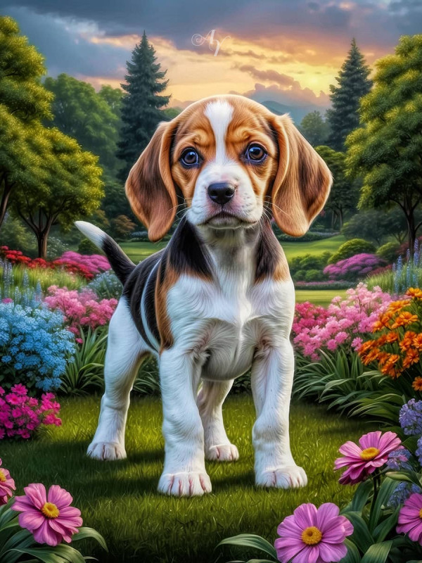 Beagle Puppy Portrait Paintings
