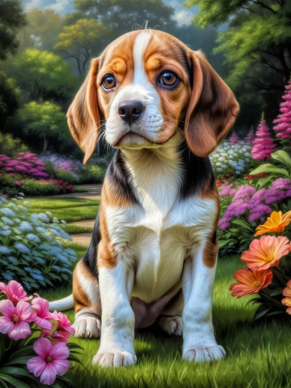 Beagle Puppy Portrait Paintings