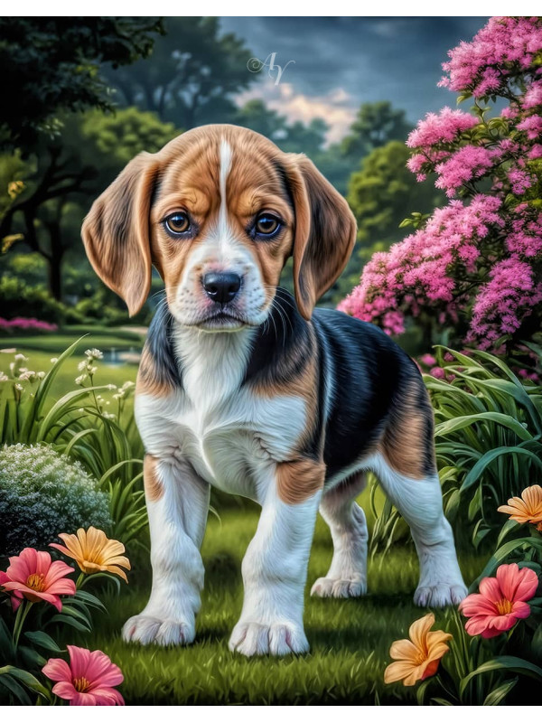 Beagle Puppy Portrait Paintings
