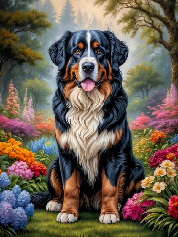 Bernese Mountain Dog Portrait Paintings